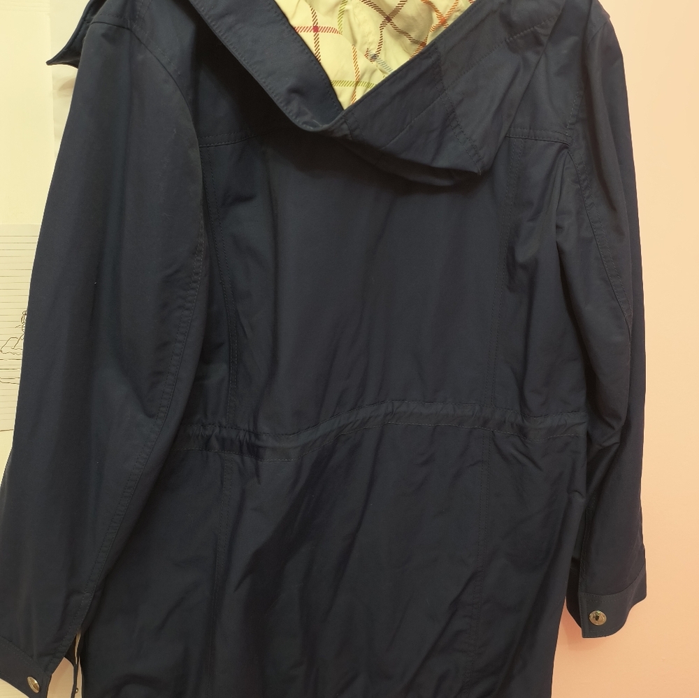 Coach Blue Navy rain Jacket with Plaid Interior - Picture 4 of 4